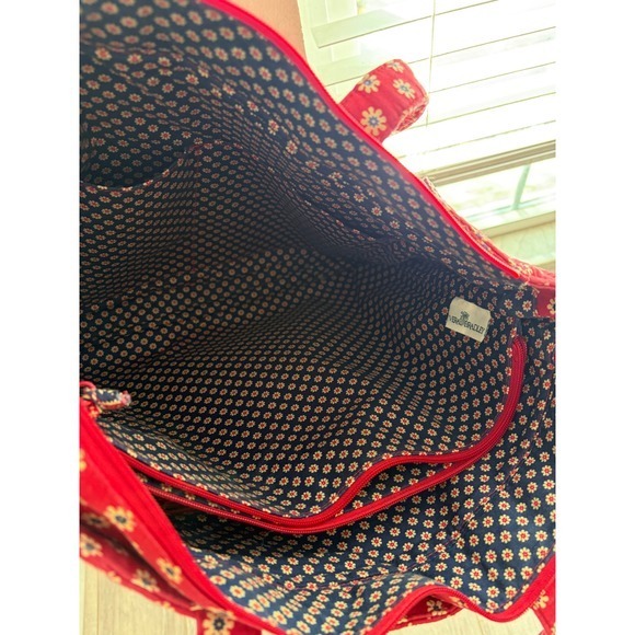 Vintage Vera Bradley Quilted Red Floral Tote Bag - Picture 3 of 6